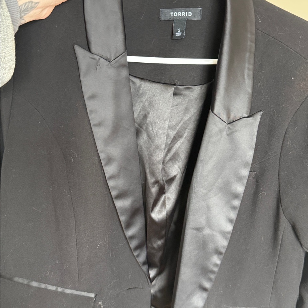 Torrid Black Sport Coat with Satin Lapels